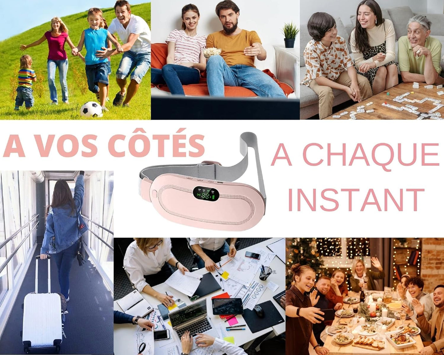 Rechargeable Menstrual Heating Pad – Cramp Relief Belt with Heat & Massage