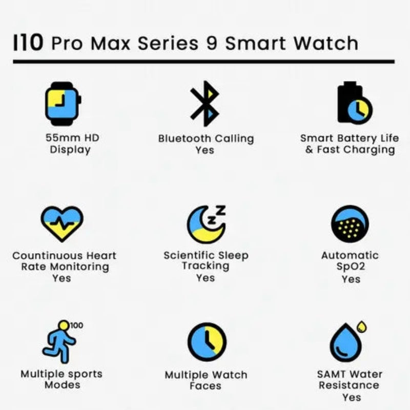 9i10 Pro Max Smart Watch Series  | Bluetooth Calling, 2.19" HD Display, Fitness & Health Tracker