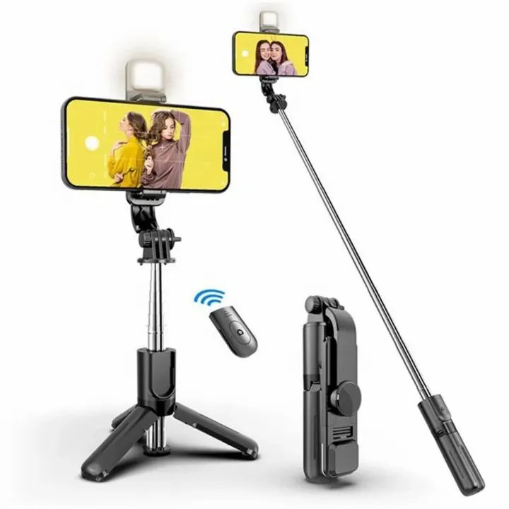 R1S Bluetooth Selfie Stick with Remote & Selfie Light – 3-in-1 Multifunctional Tripod Stand