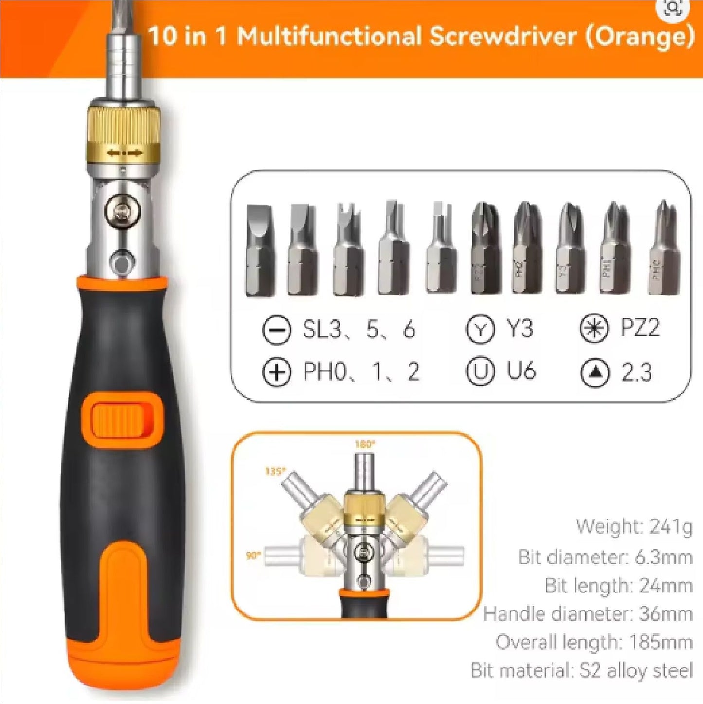 Ratchet Corner 10 in 1 Screwdriver Set New Portable Hidden Bit Combination Multifunction Screwdriver