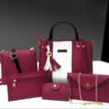 Stylish 5-Piece Women’s PU Leather Handbag Set – Maroon