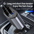 4-in-1 Retractable Car Charger | Dual USB & USB-C PD Fast Charging, 100W