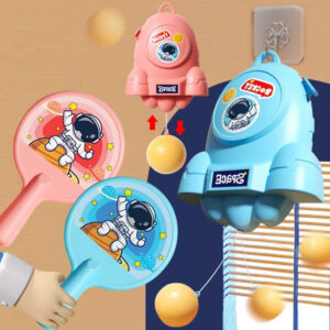 Hanging Ping Pong Game Set with 2 rackets and practice ball. Fun self-training kit for kids and adults, perfect for parent-child interaction. (Random color)