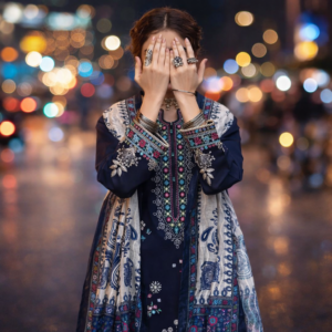 3 Pcs Women's Unstitched Embroidered Dhanak Suit – Blue