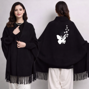 Women’s Fleece Printed Cape Shawl