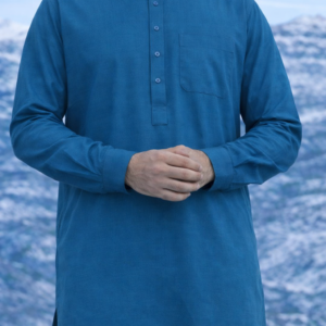 Men’s Unstitched Soft Cotton Plain Suit – Turquoise