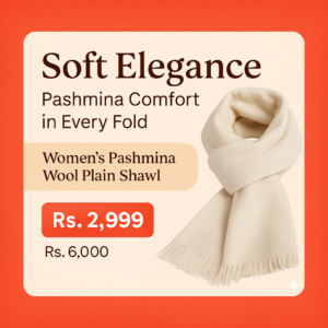 Women's Pashmina Wool Plain Shawl (Off White)
