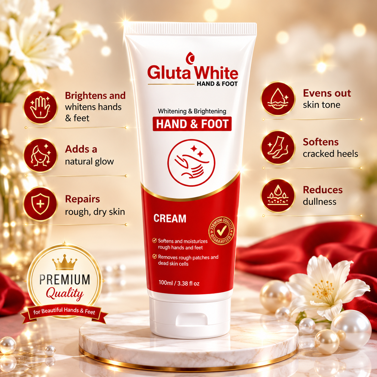 Gluta White Hand & Foot Whitening Cream – Premium Brightening & Moisturizing Care - Talha Bazaar Pakistan