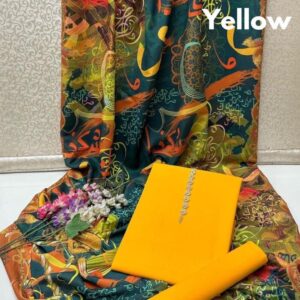 3 Pcs Women’s Unstitched Katan Silk Plain Suit