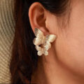 Stylish Gold Plated Korean Butterfly Drop Earrings – Adjustable