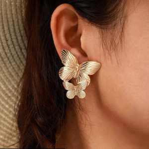 Stylish Gold Plated Korean Butterfly Drop Earrings – Adjustable