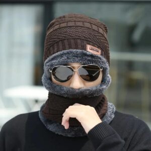 Unisex Textured Wool Beanie & Neck Warmer Set (2 Pcs)