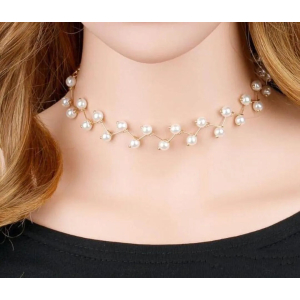 Pearl Neck Choker With Pearl Earrings