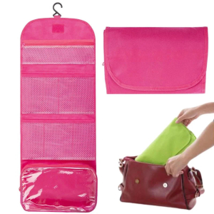 Travel Roll-Up Hanging Cosmetic & Toiletry Organizer Bag  | Multi-Compartment Storage | Hook for Hanging | Random Colors