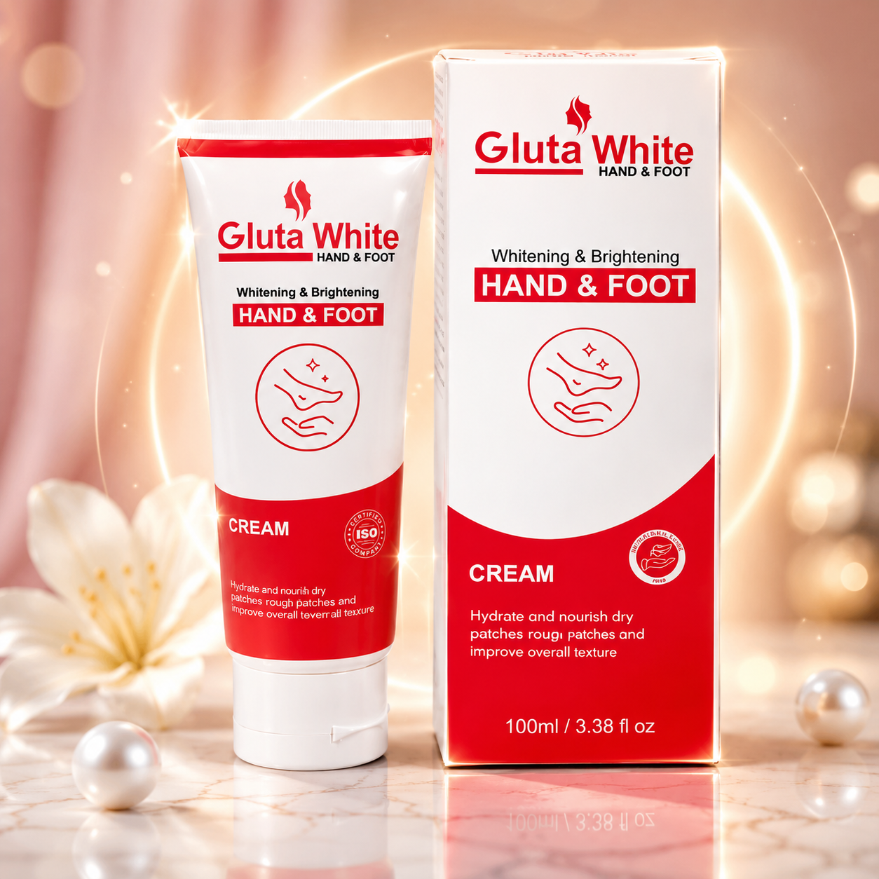 Gluta White Hand & Foot Whitening Cream Premium Whitening and Moisturizing Cream for Soft Smooth Skin