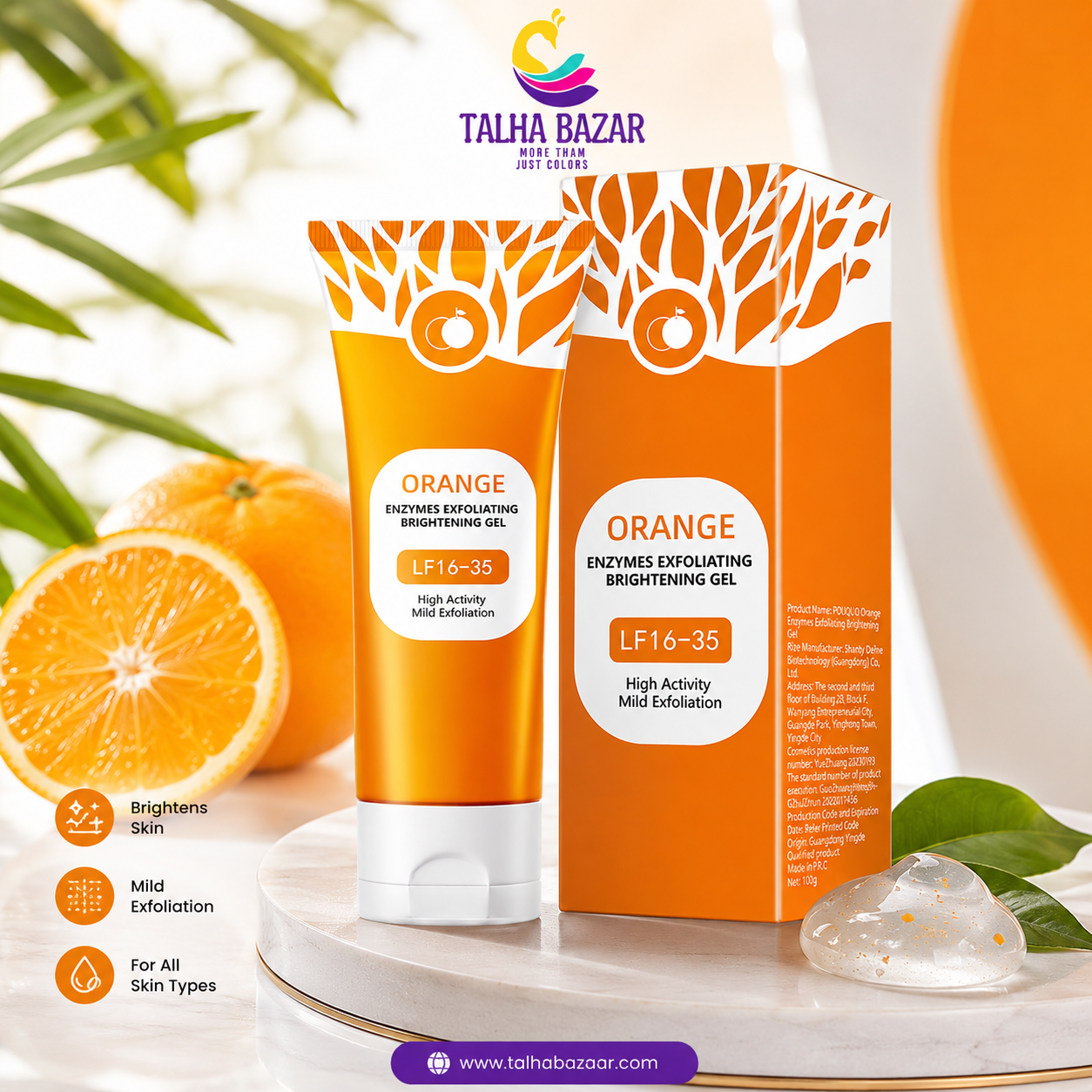 Applying Orange Enzymes Exfoliating Brightening Gel LF16-35 on face