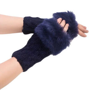 Women’s Faux Fur Fingerless Knitted Gloves | Soft, Warm & Stylish Winter Hand Warmers