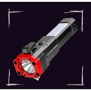 Rechargeable Tactical LED Flashlight & Power Bank with Safety Hammer