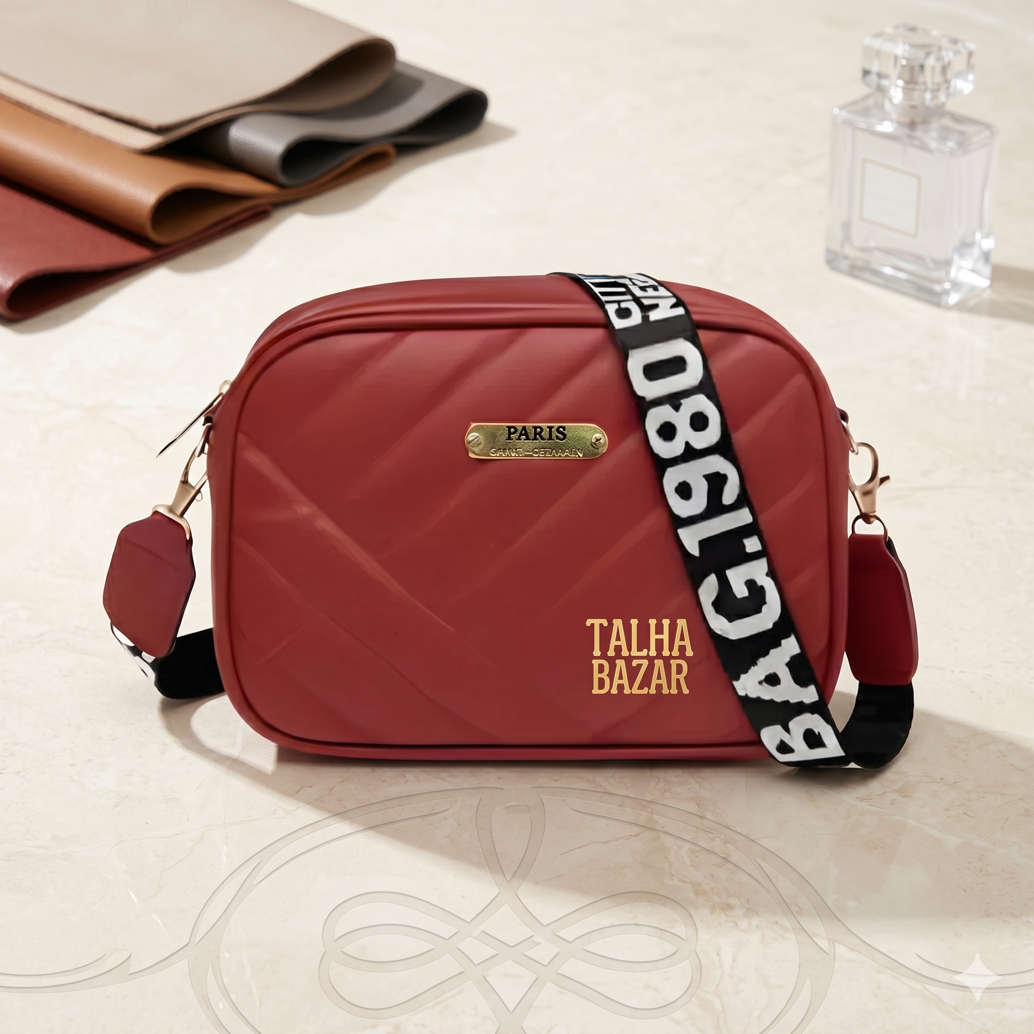 Elegant PU Leather Handbag maroon – Talha Bazaar