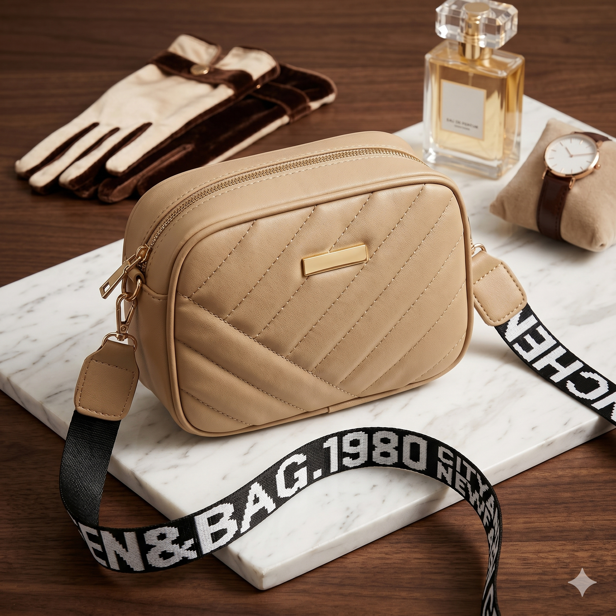 Elegant PU Leather Handbag cream – Talha Bazaar