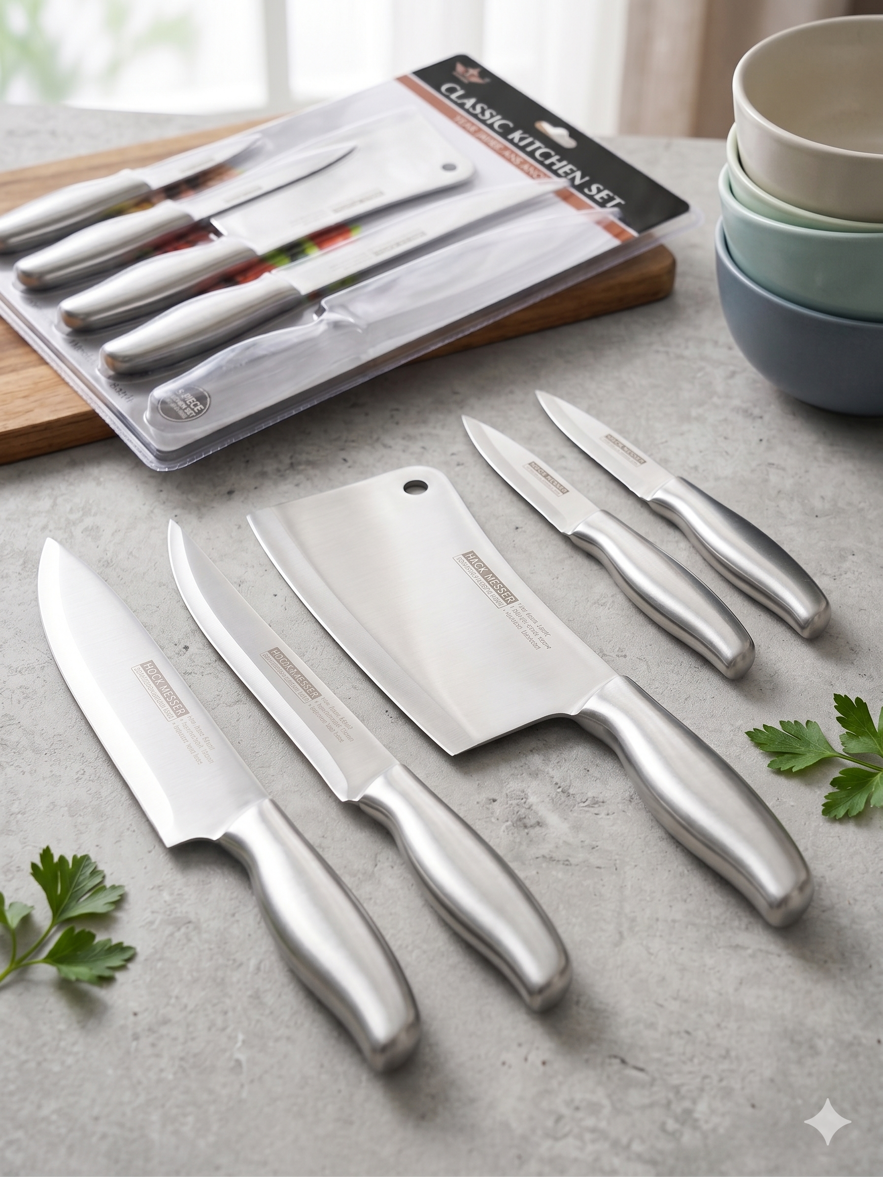 Kitchen Knife Set talhabazaar Pakistan 5 Piece Stainless Steel