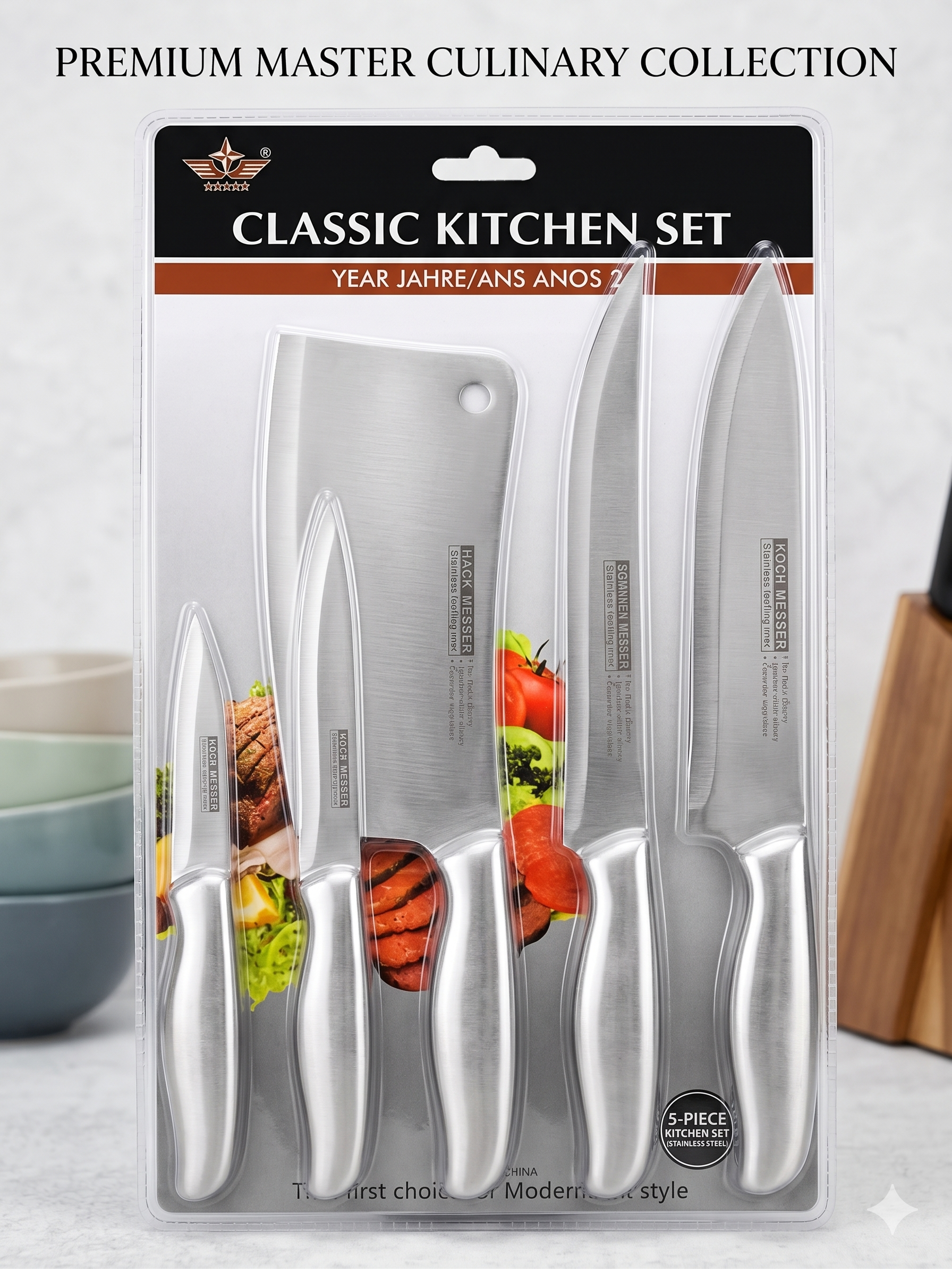 Kitchen Knife Set pakistan talhabazaar 5 Piece Stainless Steel