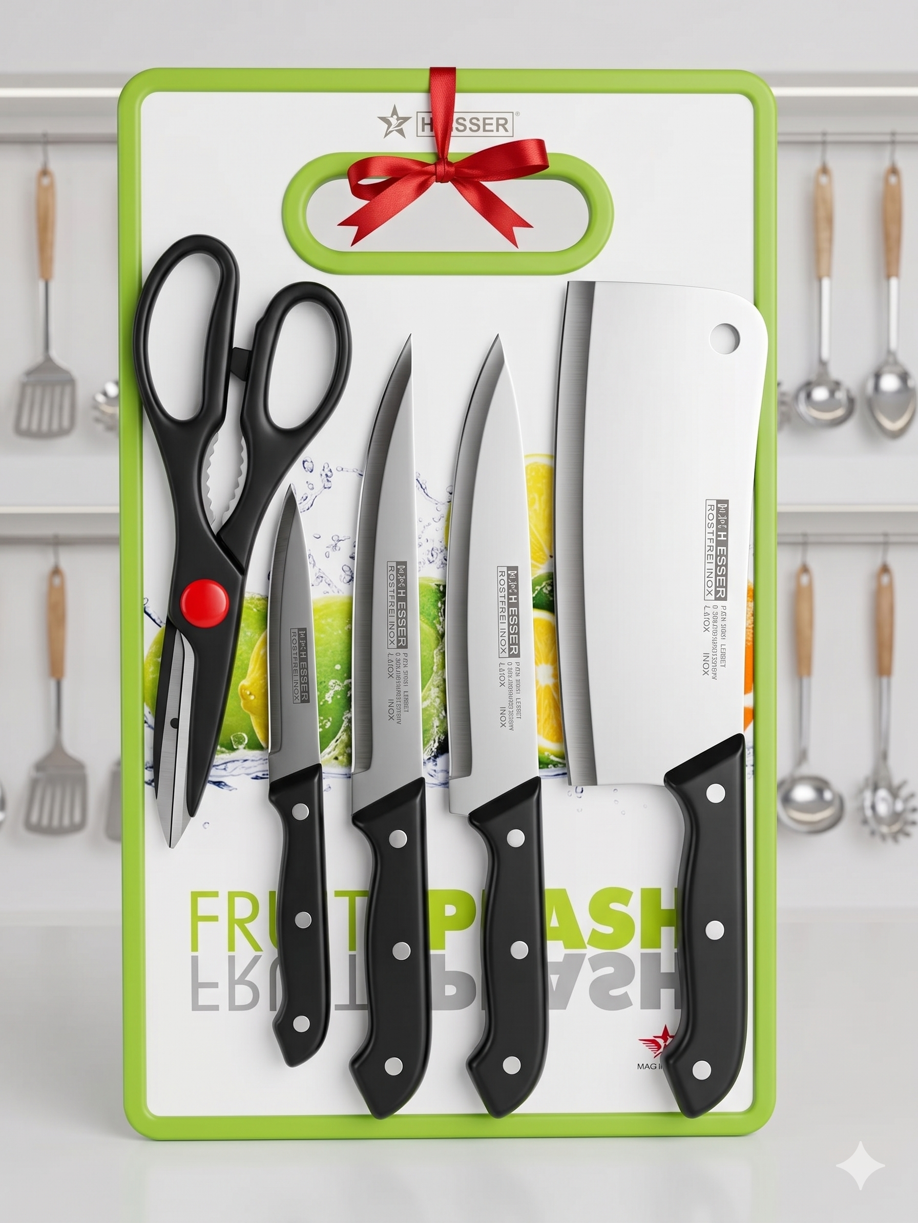 kitchen knife set with cutting board