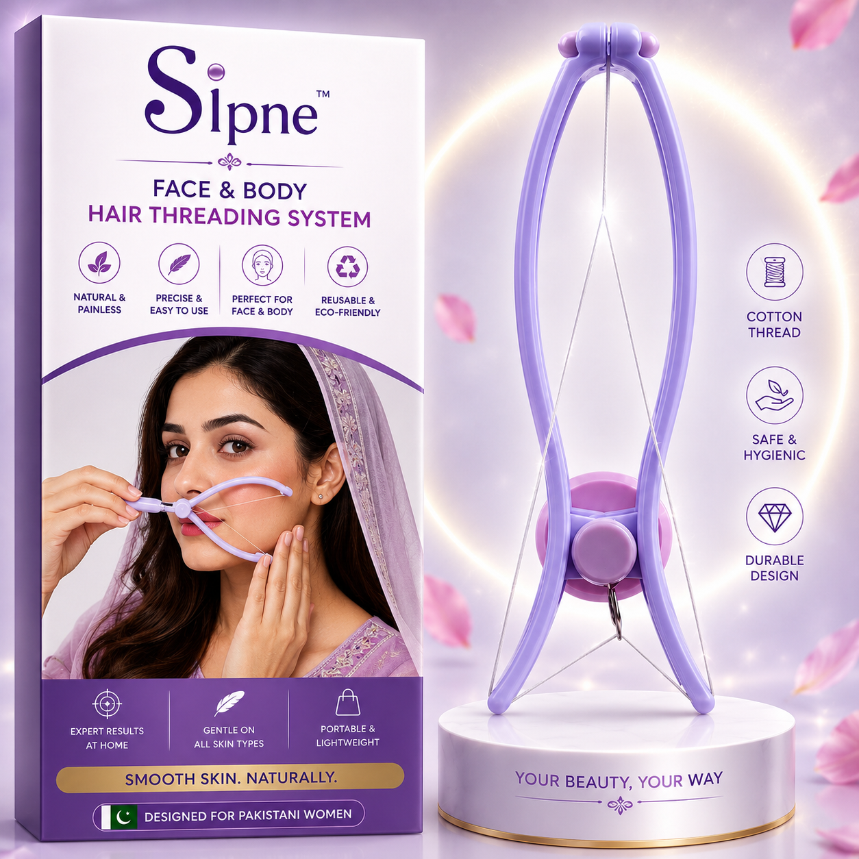 Sipne Threading System for Facial Hair Removal