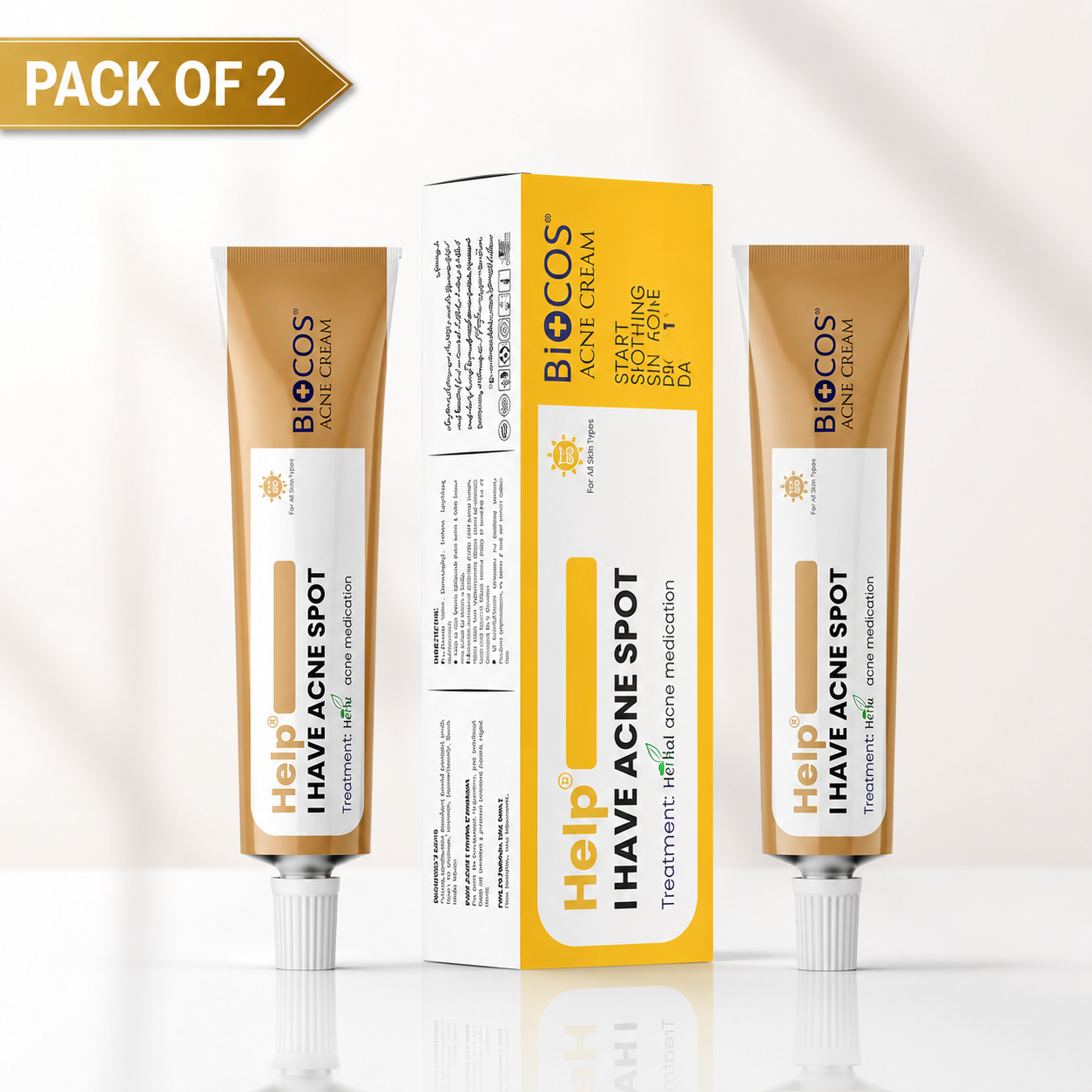 Biocos Acne Cream box and tube packaging