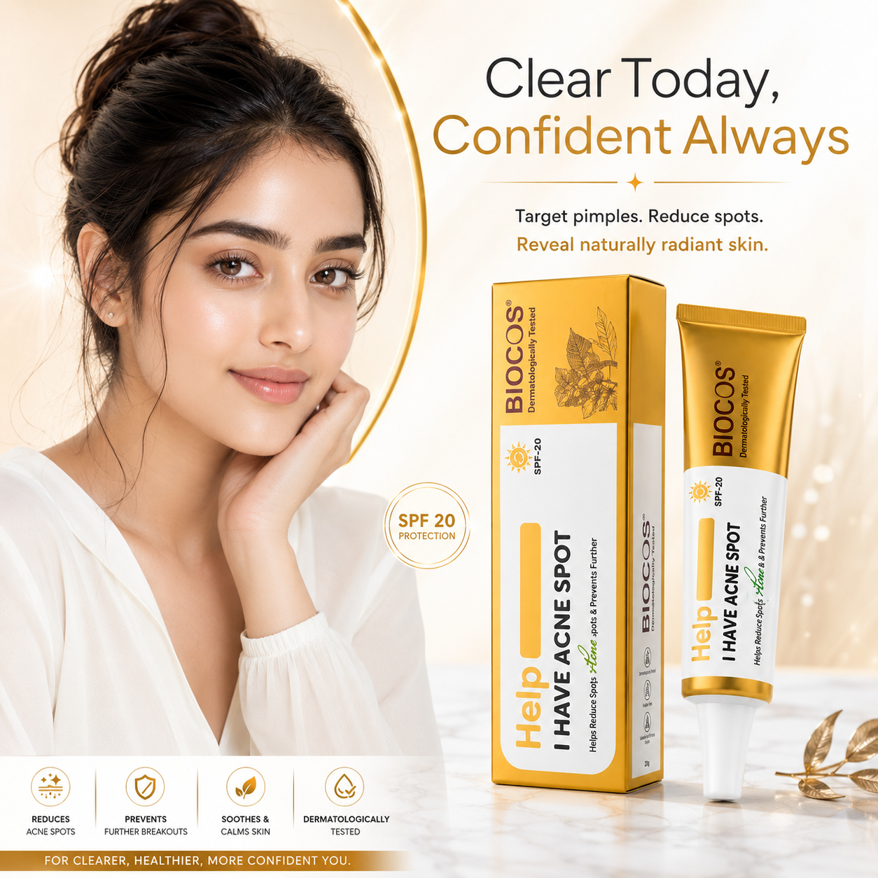 Biocos Acne Cream result image for acne-prone skin