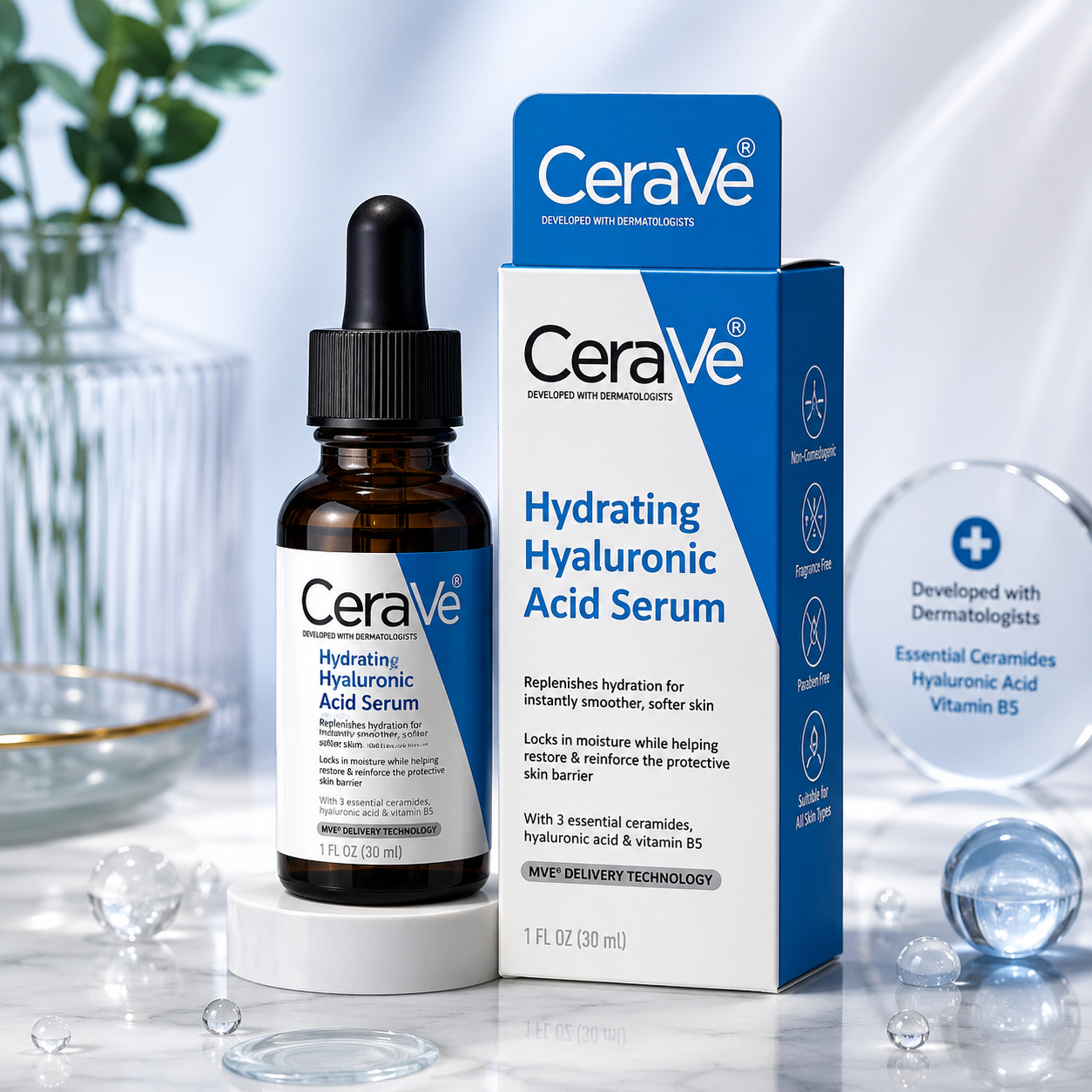 CeraVe Hydrating Hyaluronic Acid Serum 30ml for Deep Hydration and Skin Barrier Support