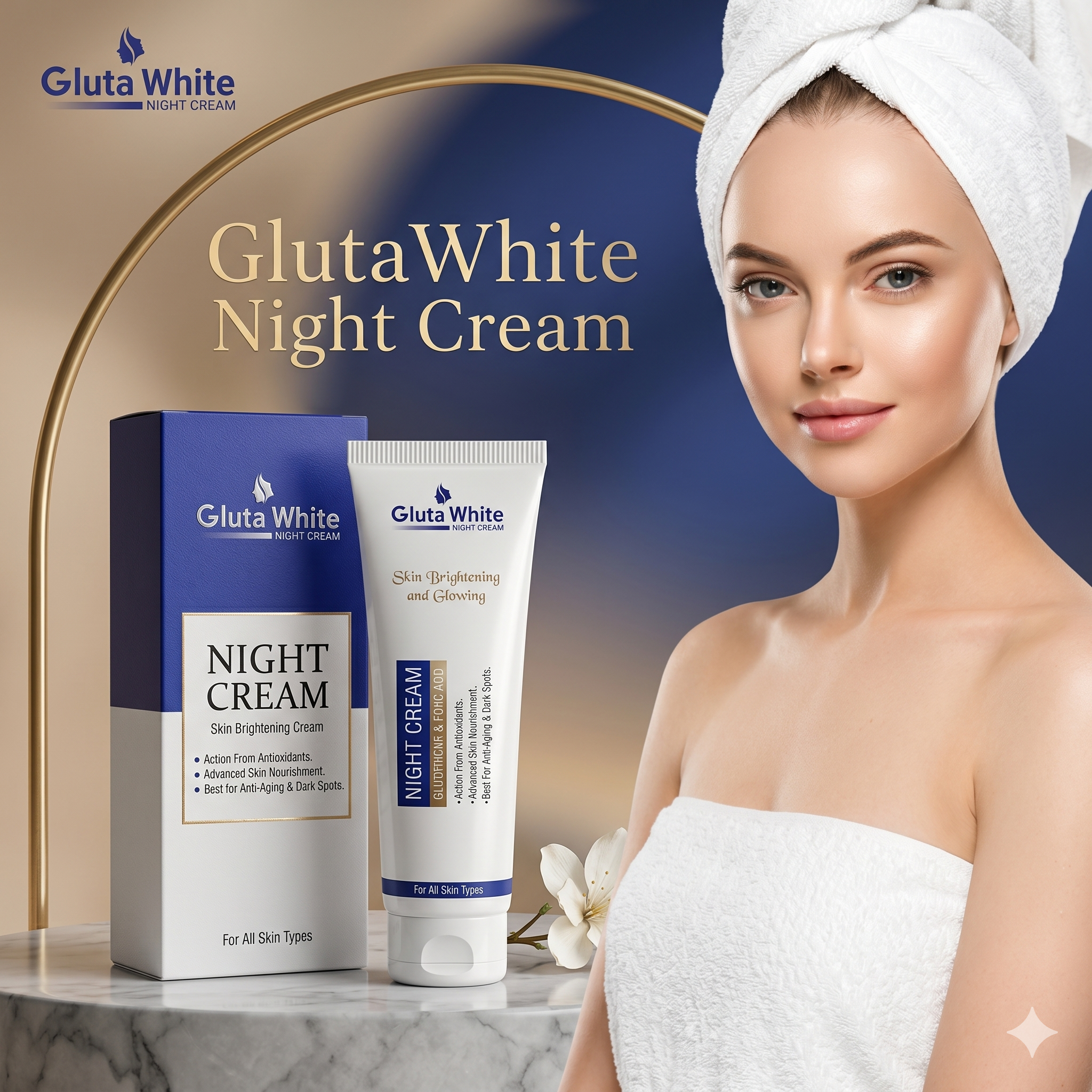 Gluta White Night Cream advanced skin brightening and nourishing night care for glowing skin
