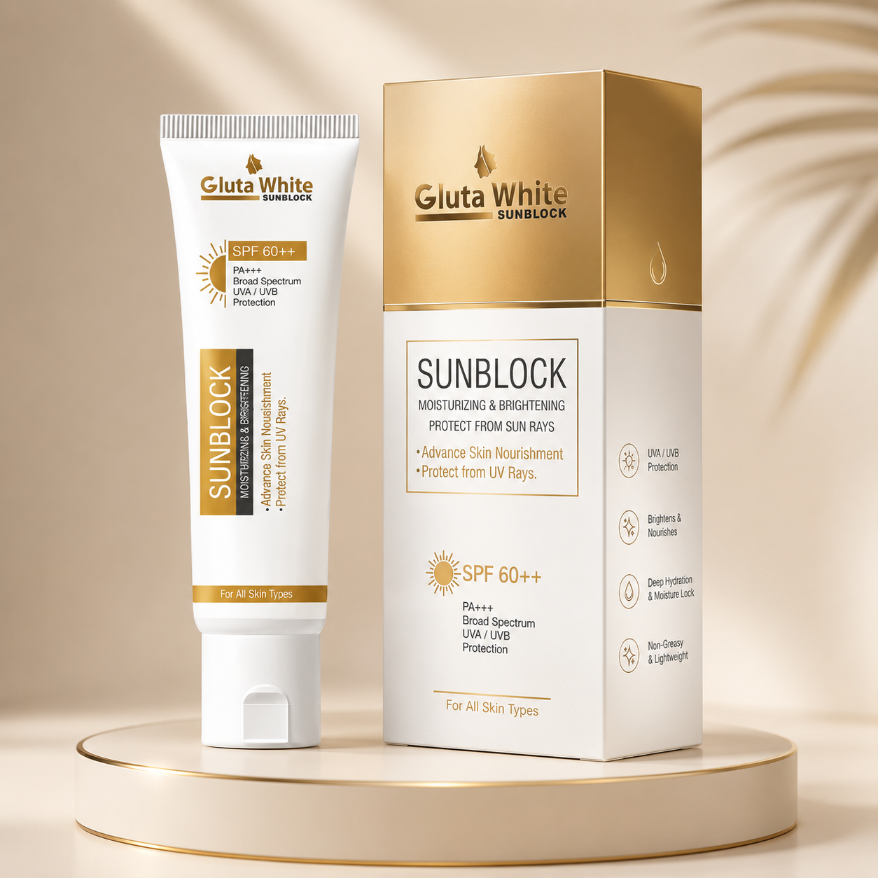Gluta White SunBlock SPF 60 moisturizing sunscreen
