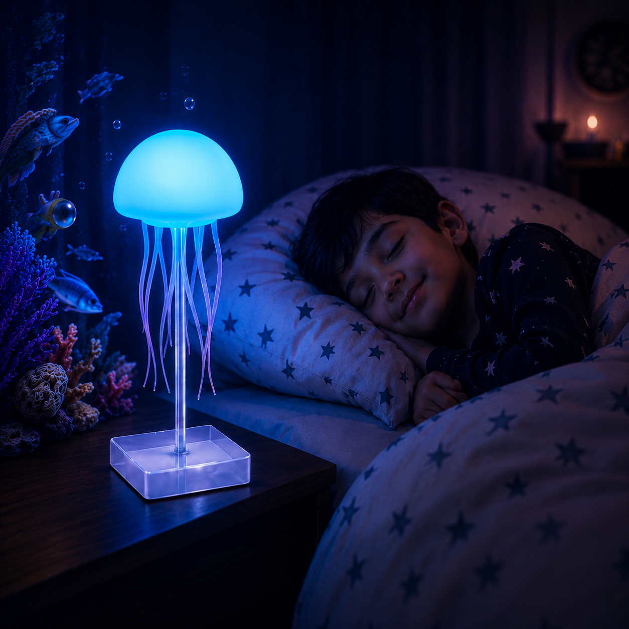 Jellyfish LED Lamp Pakistan soft calming night light for bedroom sleep