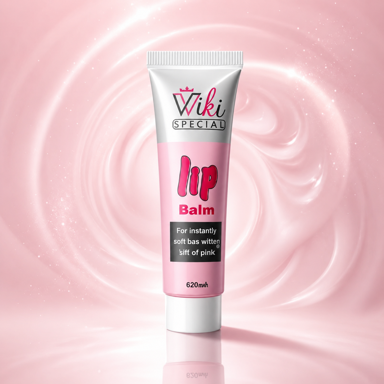 Pink tinted special color lip balm close up view