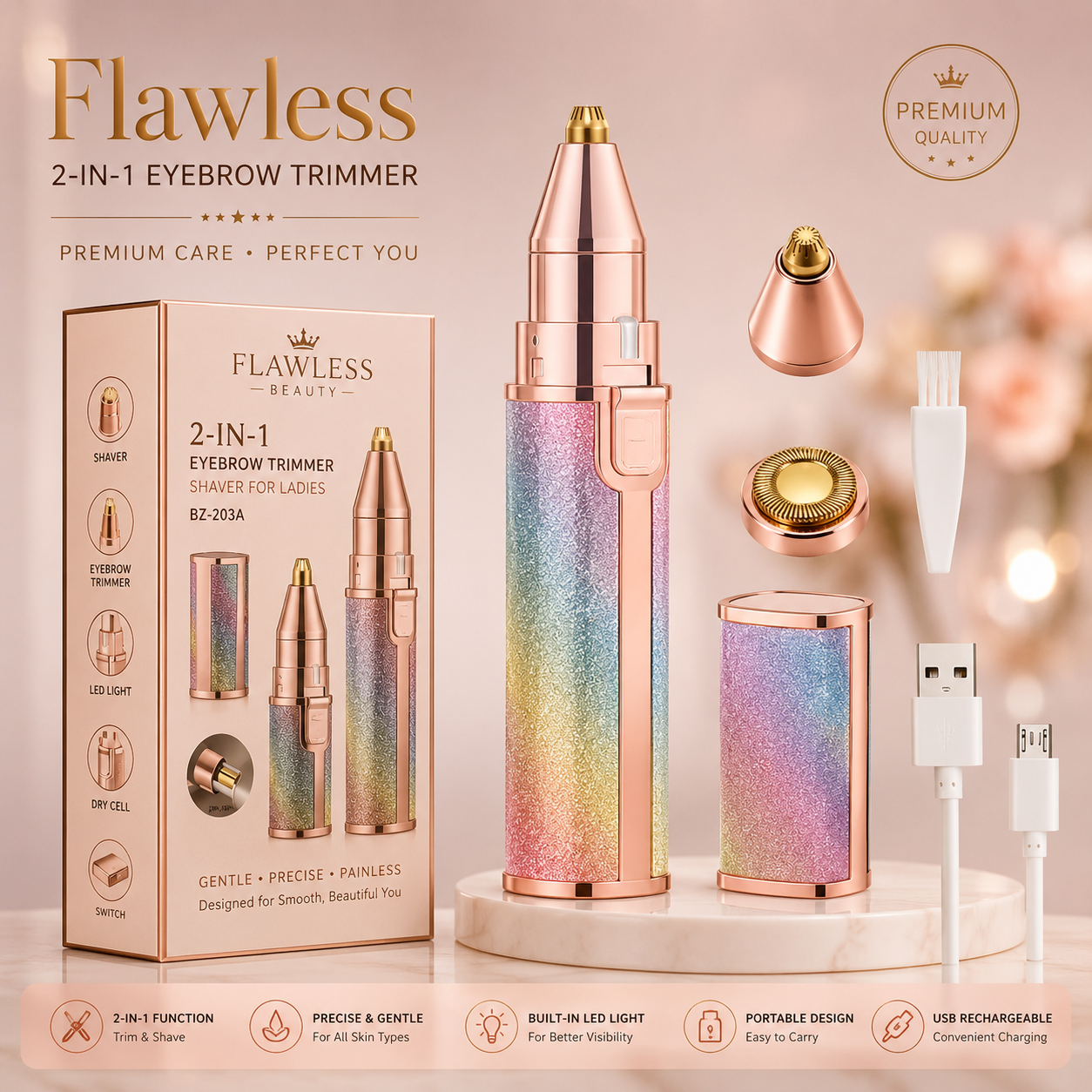 Portable Eyebrow Hair Remover for Women with Elegant Pakistani Model