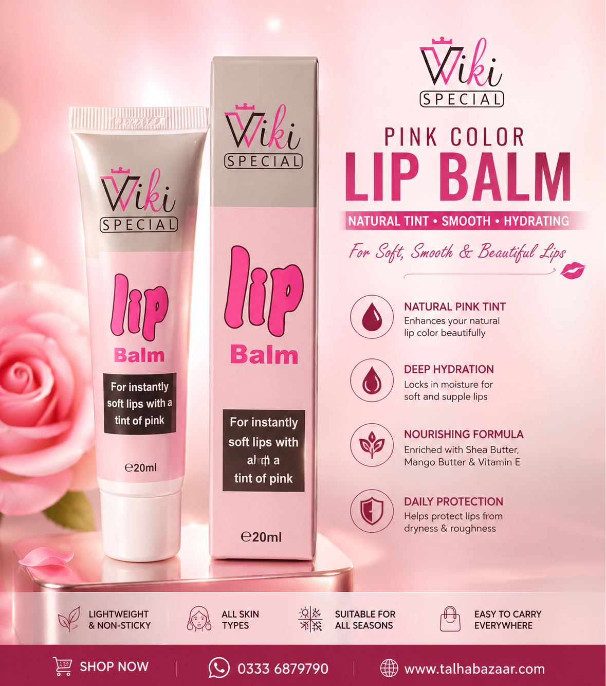 Wiki Special Pink Color Lip Balmwith moisturizing formula