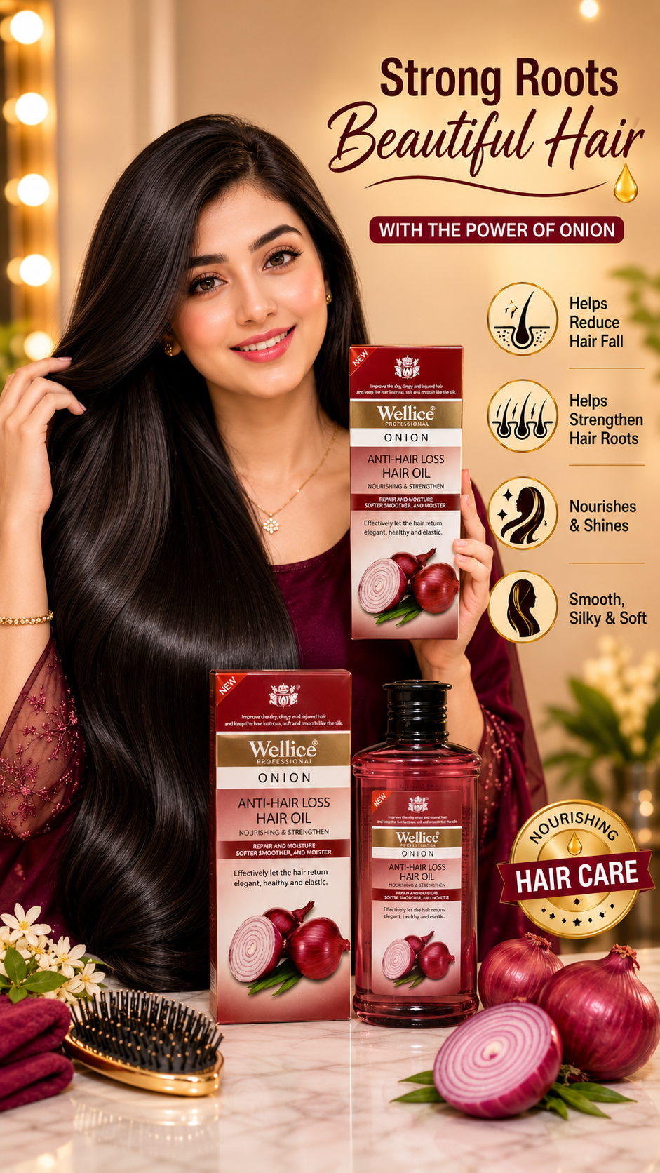 Wellice Onion Anti Hair Loss Hair Oil for Hair Growth