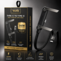 240W USB-C charging cable with foldable phone stand showing 90 degree rotating connector for hands-free viewing