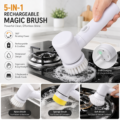 5-in-1 Rechargeable Magic Brush cleaning kitchen sink and countertop