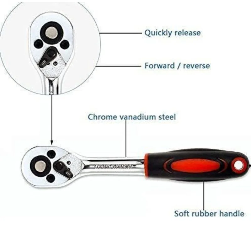 Chrome Vanadium 46-Piece Socket Wrench Set