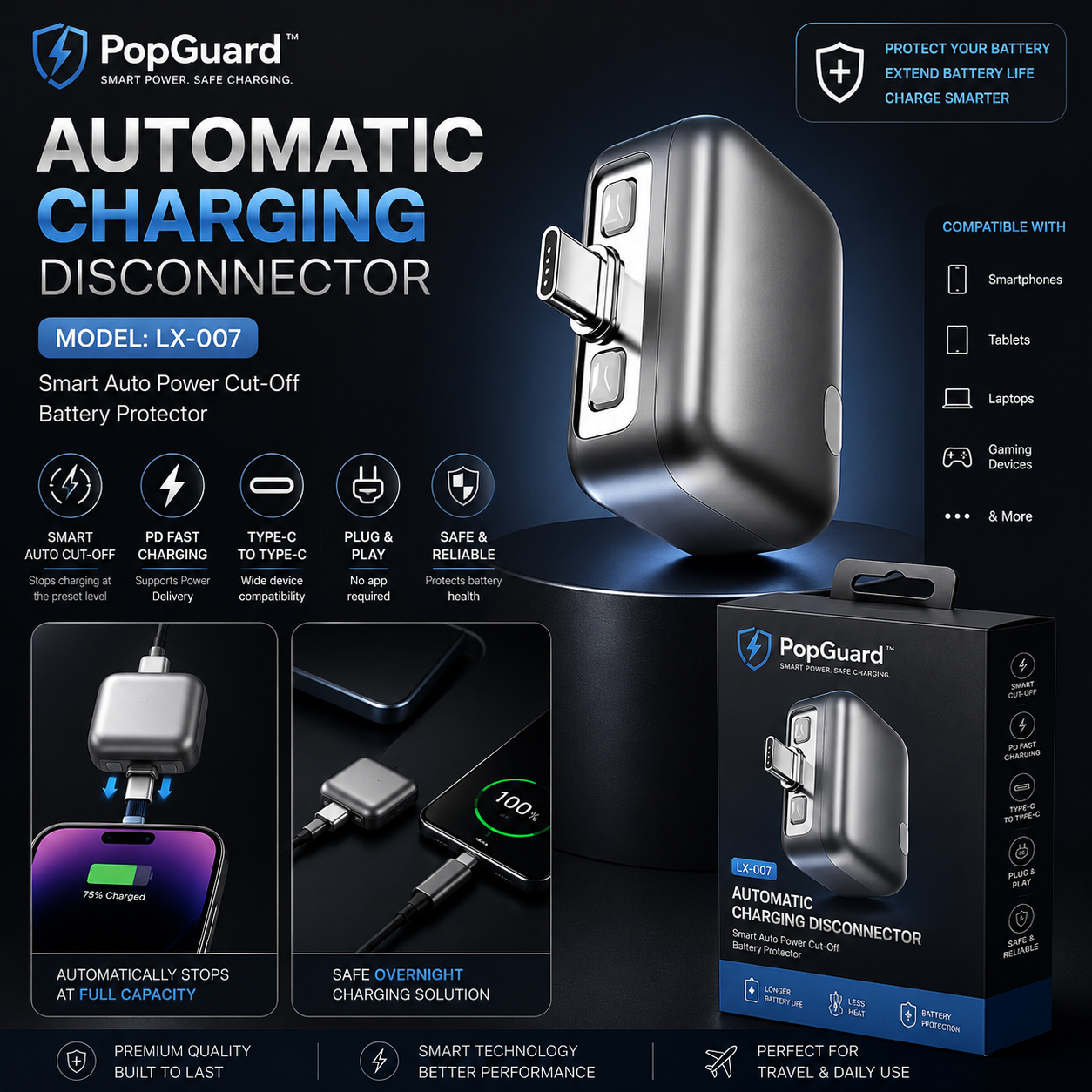Automatic Charging Disconnector LX-007 Smart Auto Power Cut-Off Battery Protector