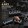 mechanical keyboard keychain with 4 tactile switches for stress relief and focus