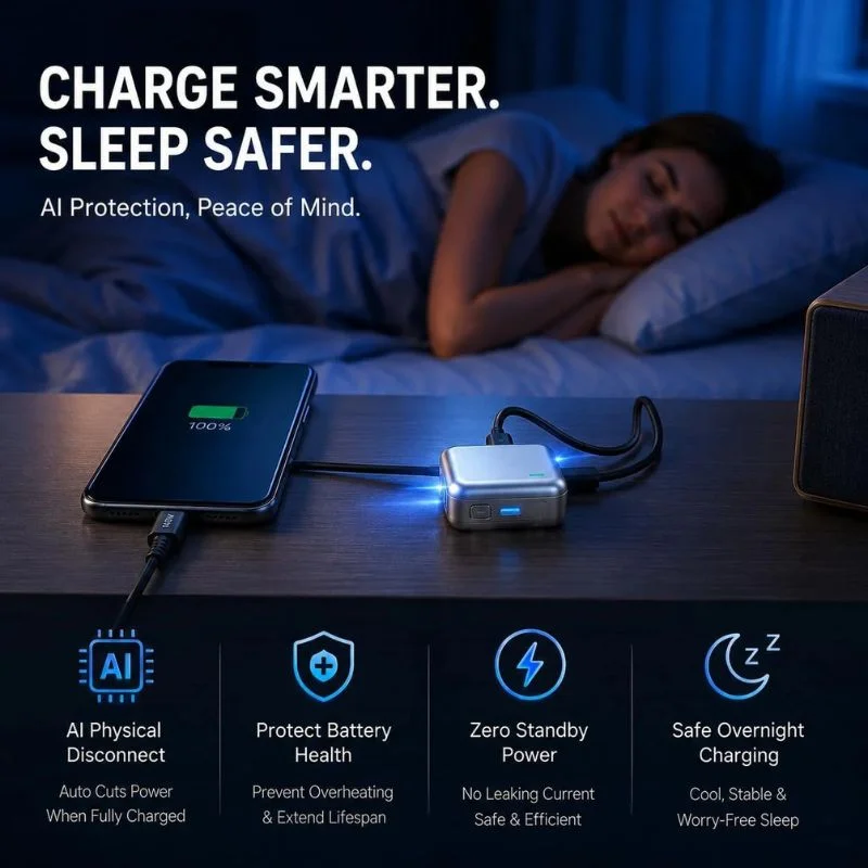 Automatic Charging Disconnector LX-007 Smart Auto Power Cut-Off Battery Protector with Type-C to Type-C Fast Charging.