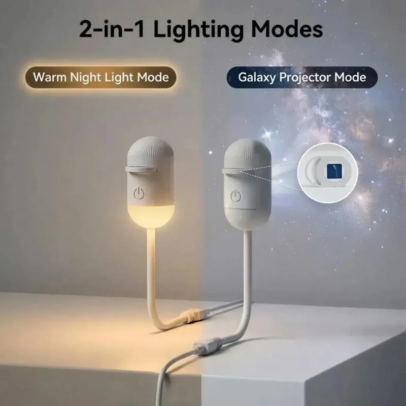 2-in-1 USB star projector and night light for bedroom