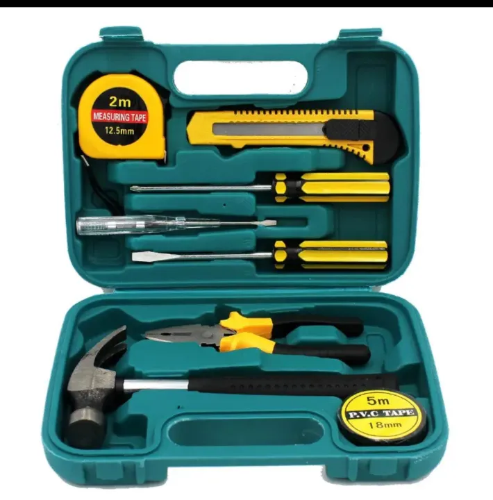 8 PCS Tool Set YL-8009A displayed in portable plastic storage box
