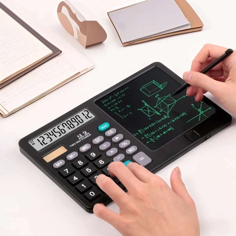calculator with writing tablet package and stylus
