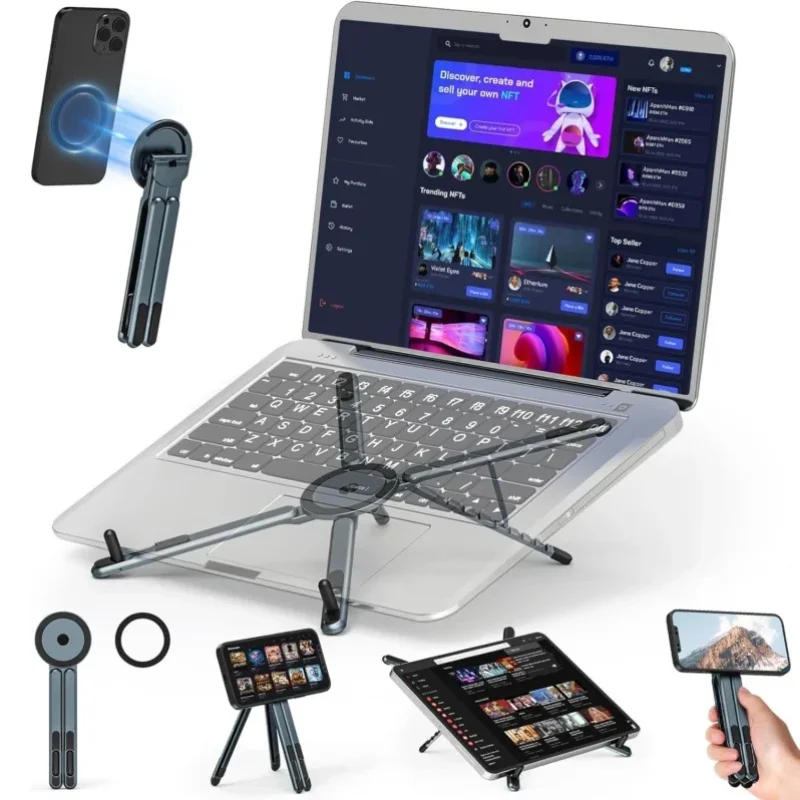 laptop stand magnetic phone holder