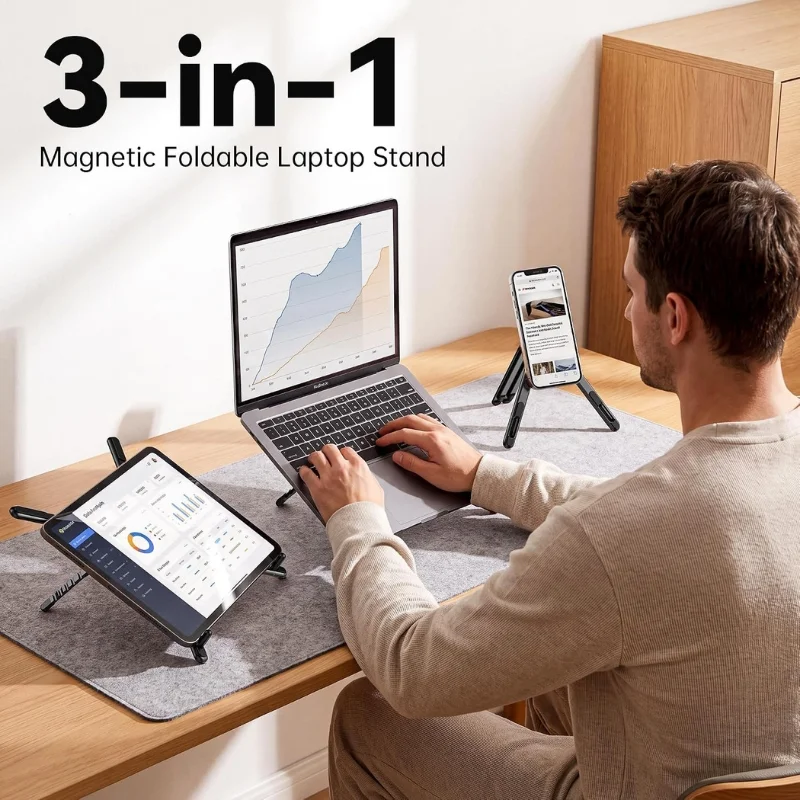 laptop stand office workspace setup