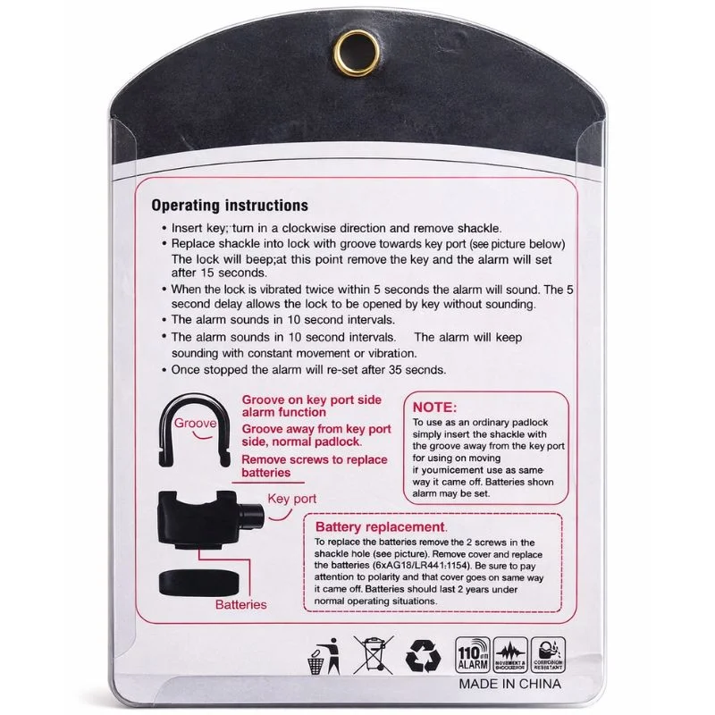 Waterproof siren padlock close-up